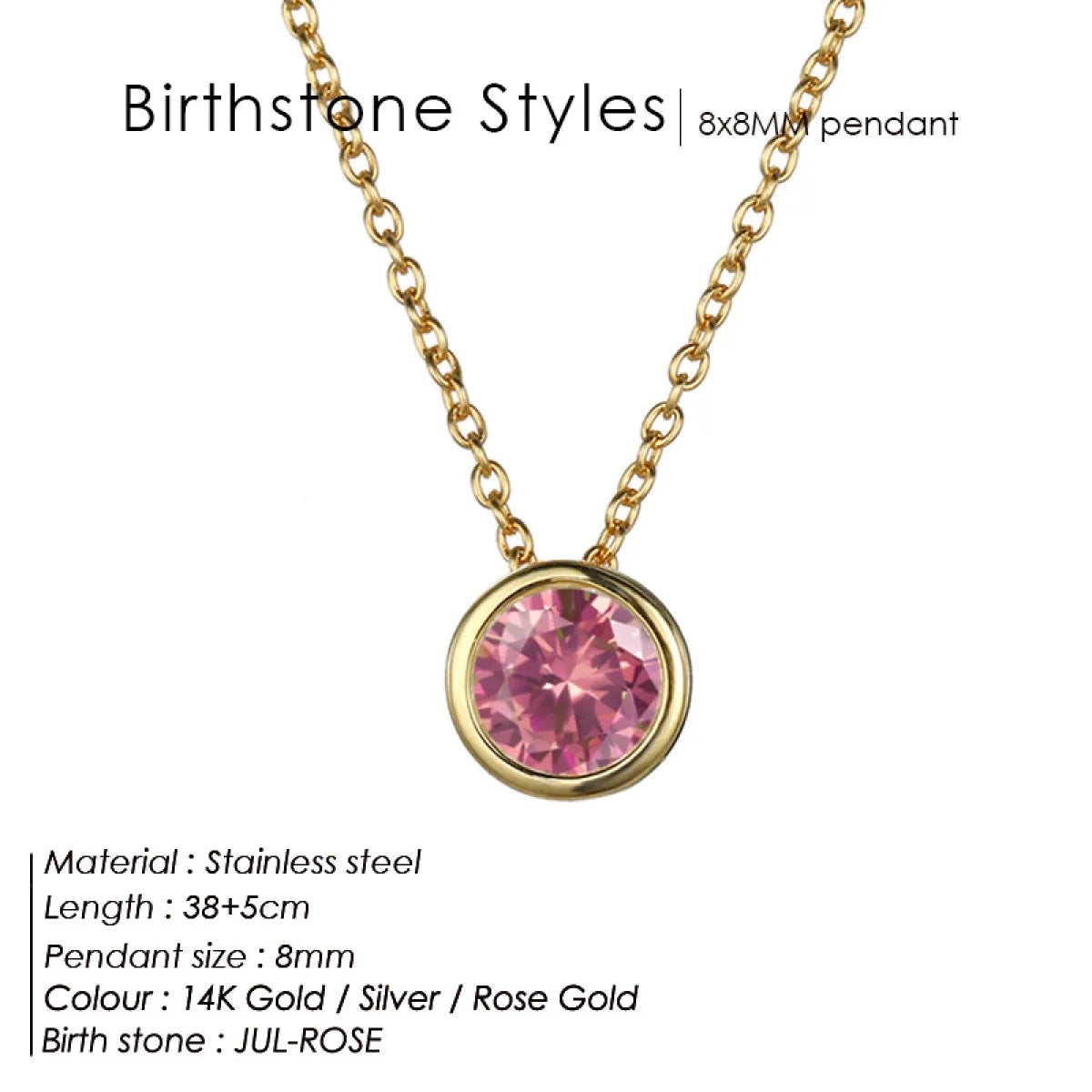 Chic Birthstone Steel Necklace