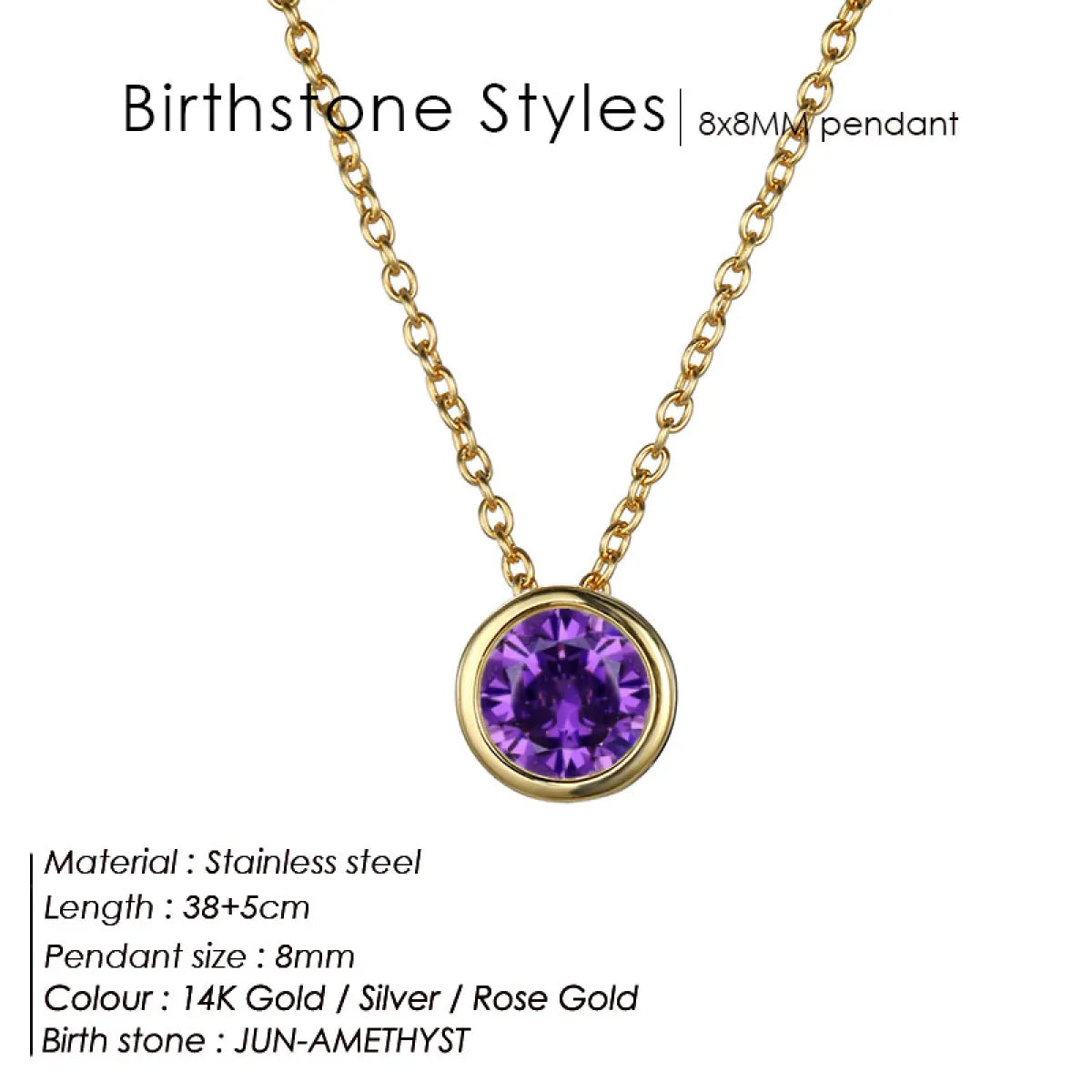 Chic Birthstone Steel Necklace