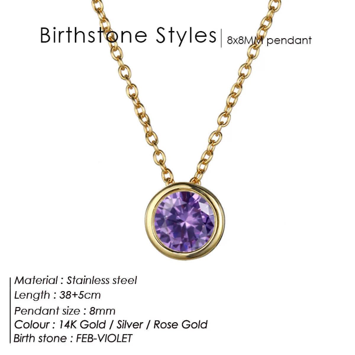 Chic Birthstone Steel Necklace
