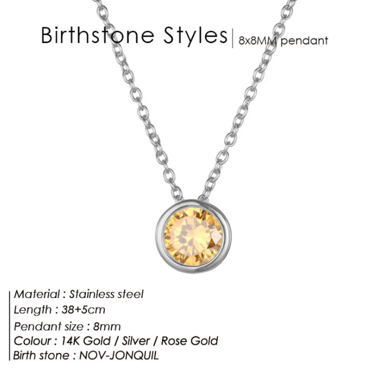 Chic Birthstone Steel Necklace