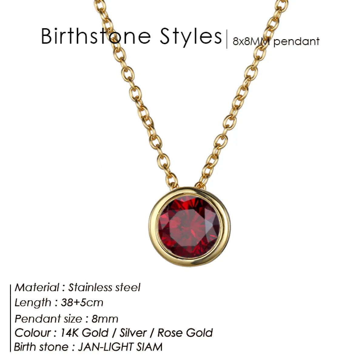 Chic Birthstone Steel Necklace