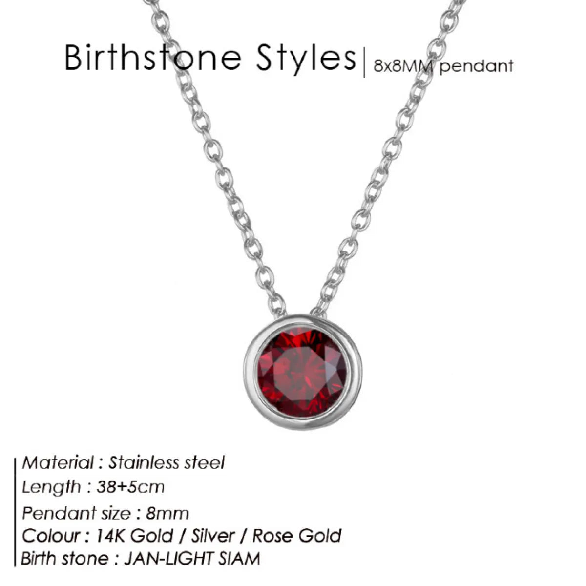 Chic Birthstone Steel Necklace