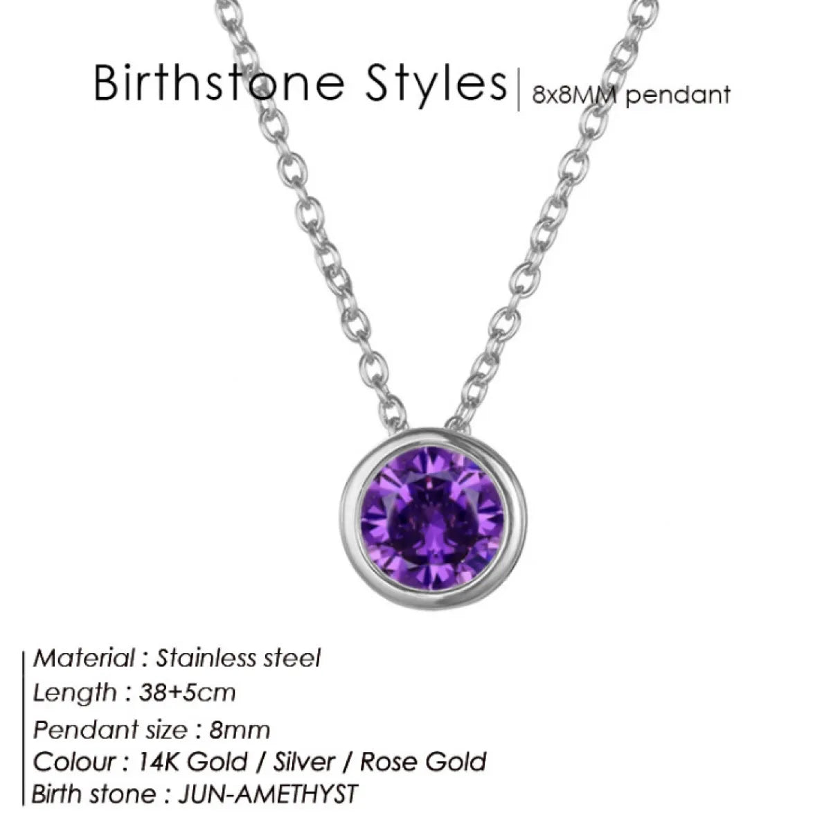Chic Birthstone Steel Necklace