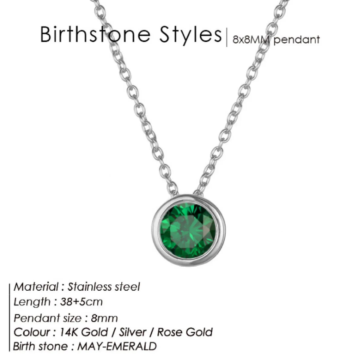 Chic Birthstone Steel Necklace