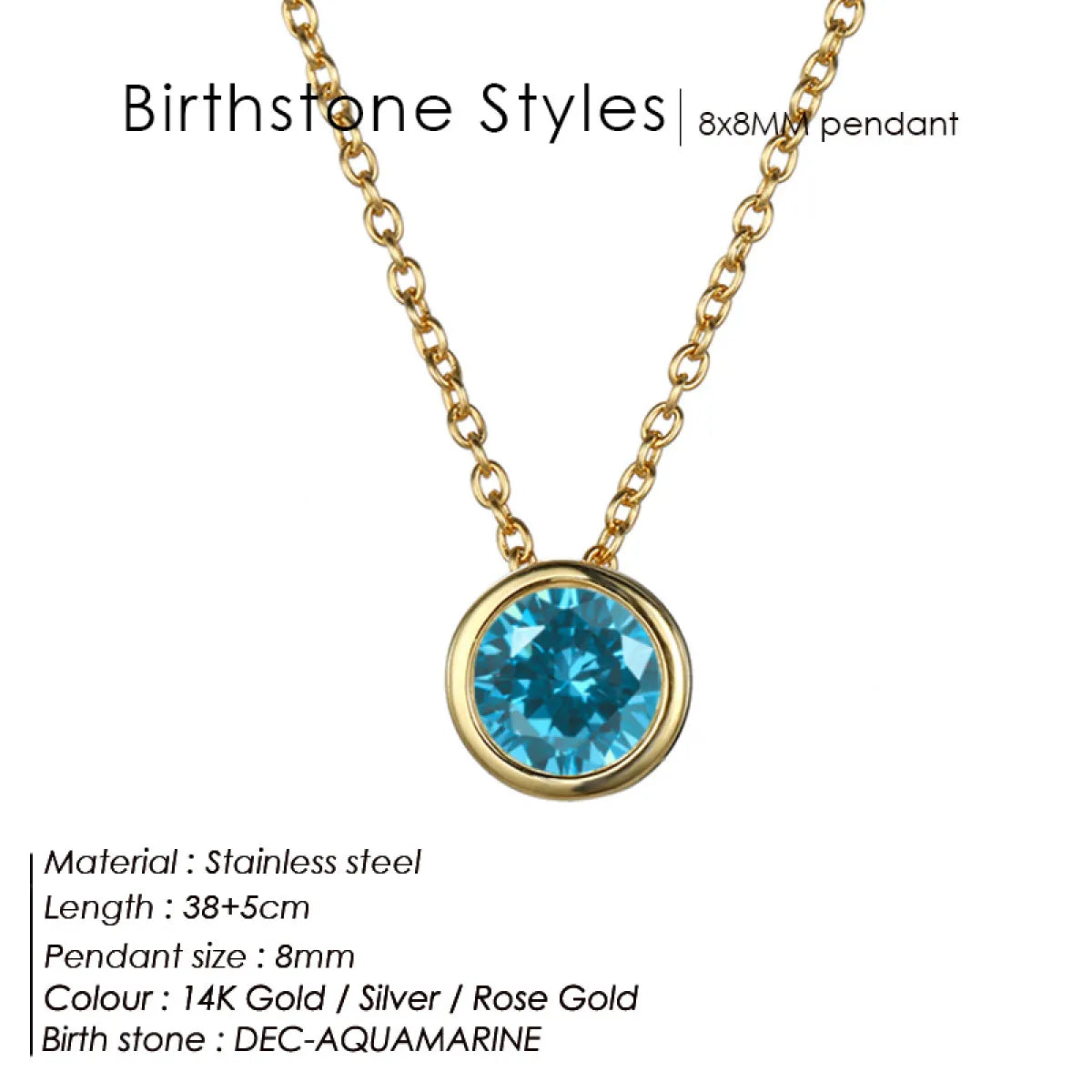 Chic Birthstone Steel Necklace