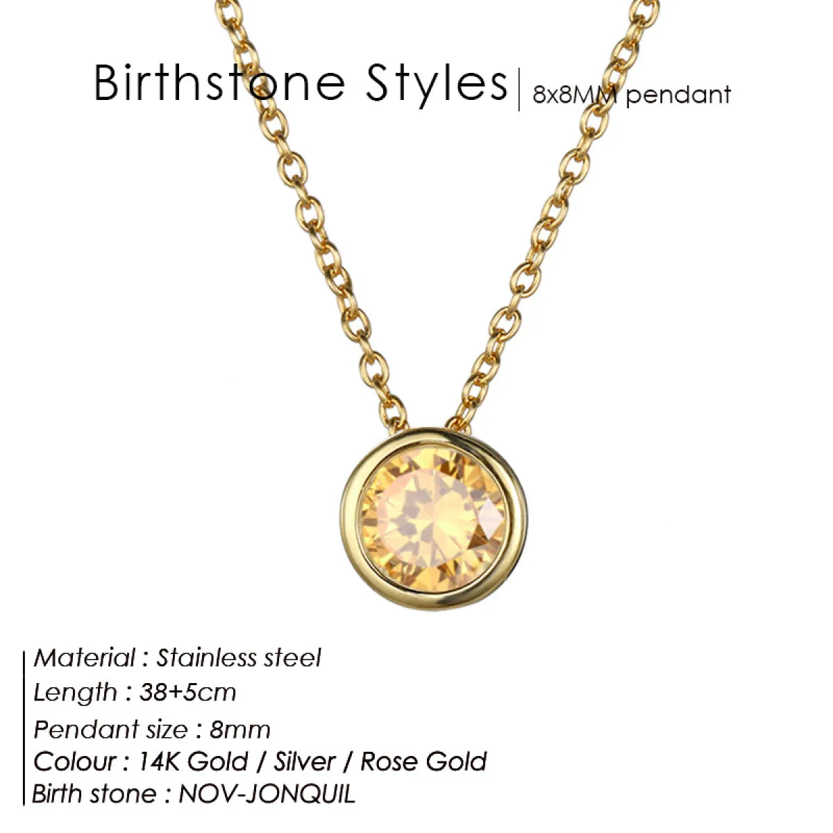 Chic Birthstone Steel Necklace