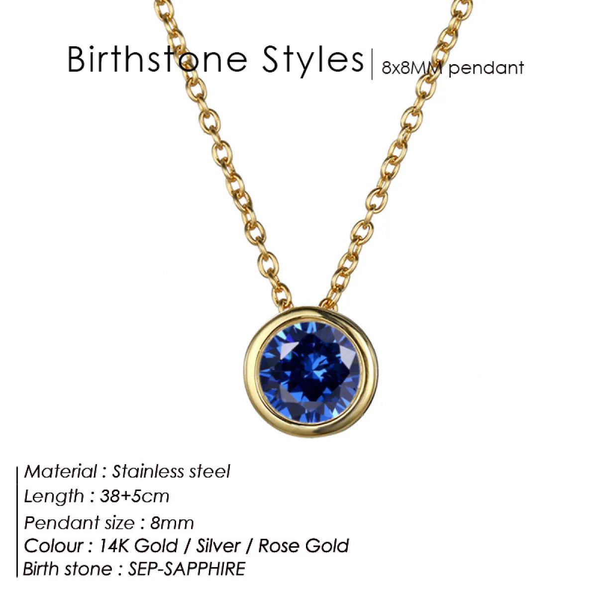 Chic Birthstone Steel Necklace