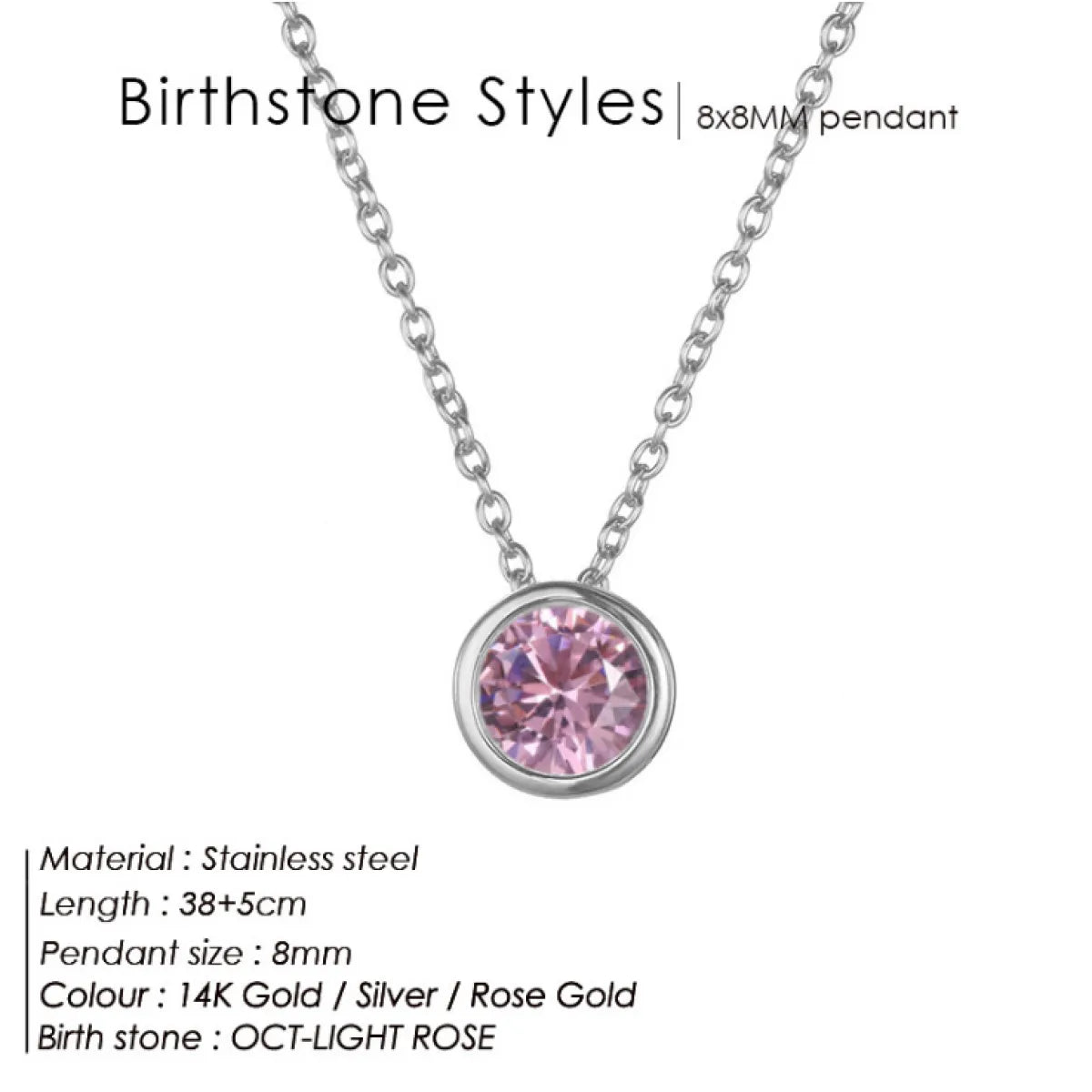 Chic Birthstone Steel Necklace