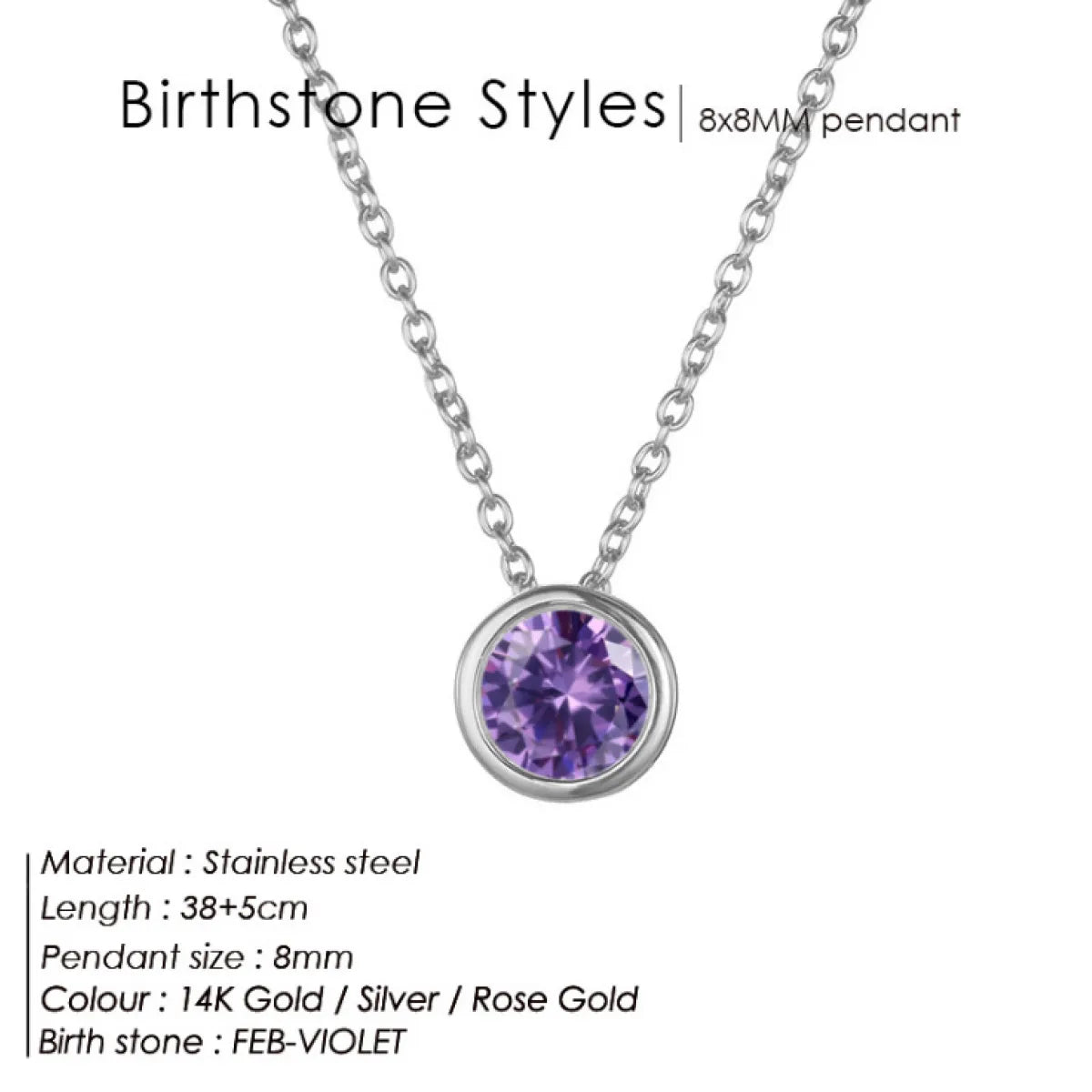 Chic Birthstone Steel Necklace
