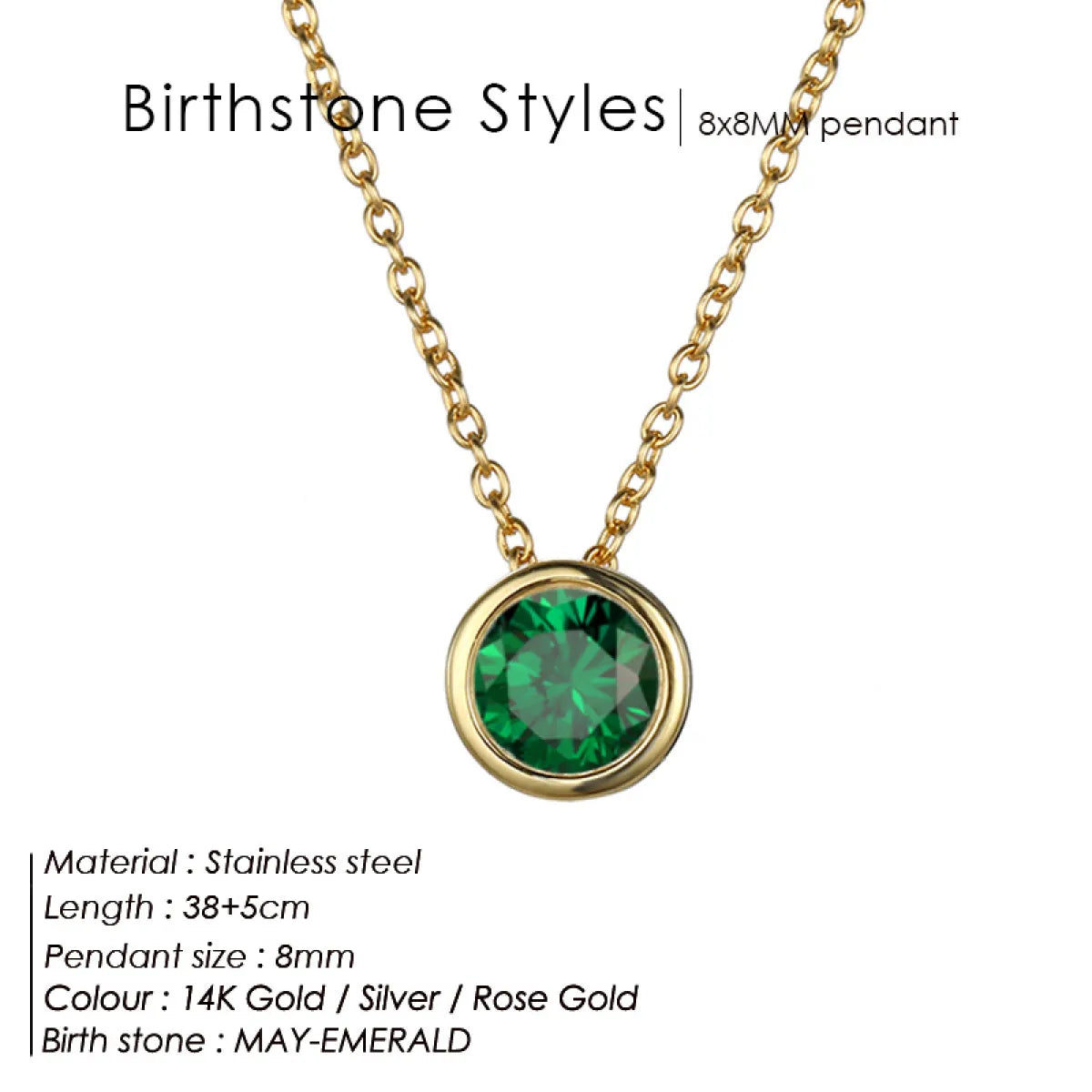 Chic Birthstone Steel Necklace