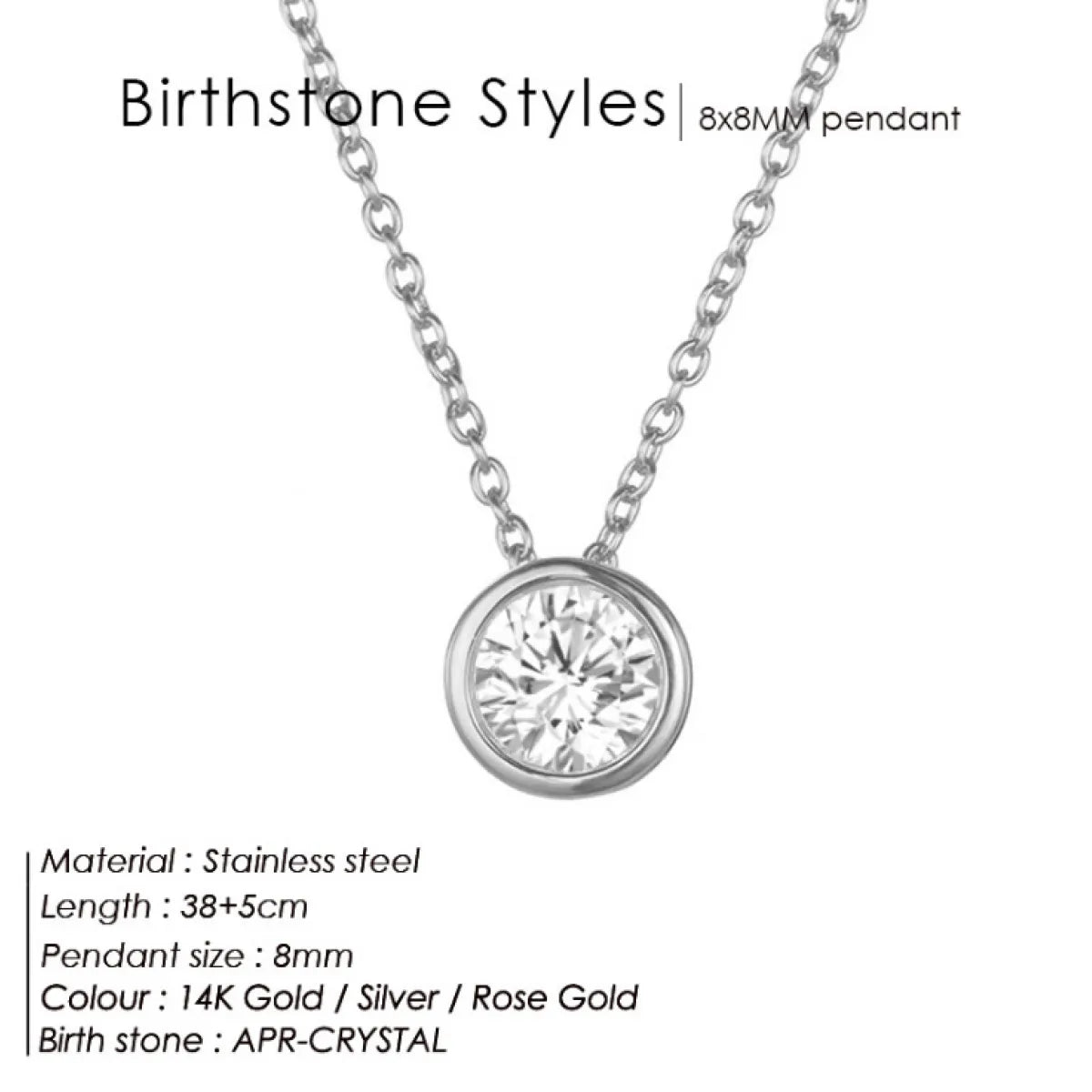Chic Birthstone Steel Necklace