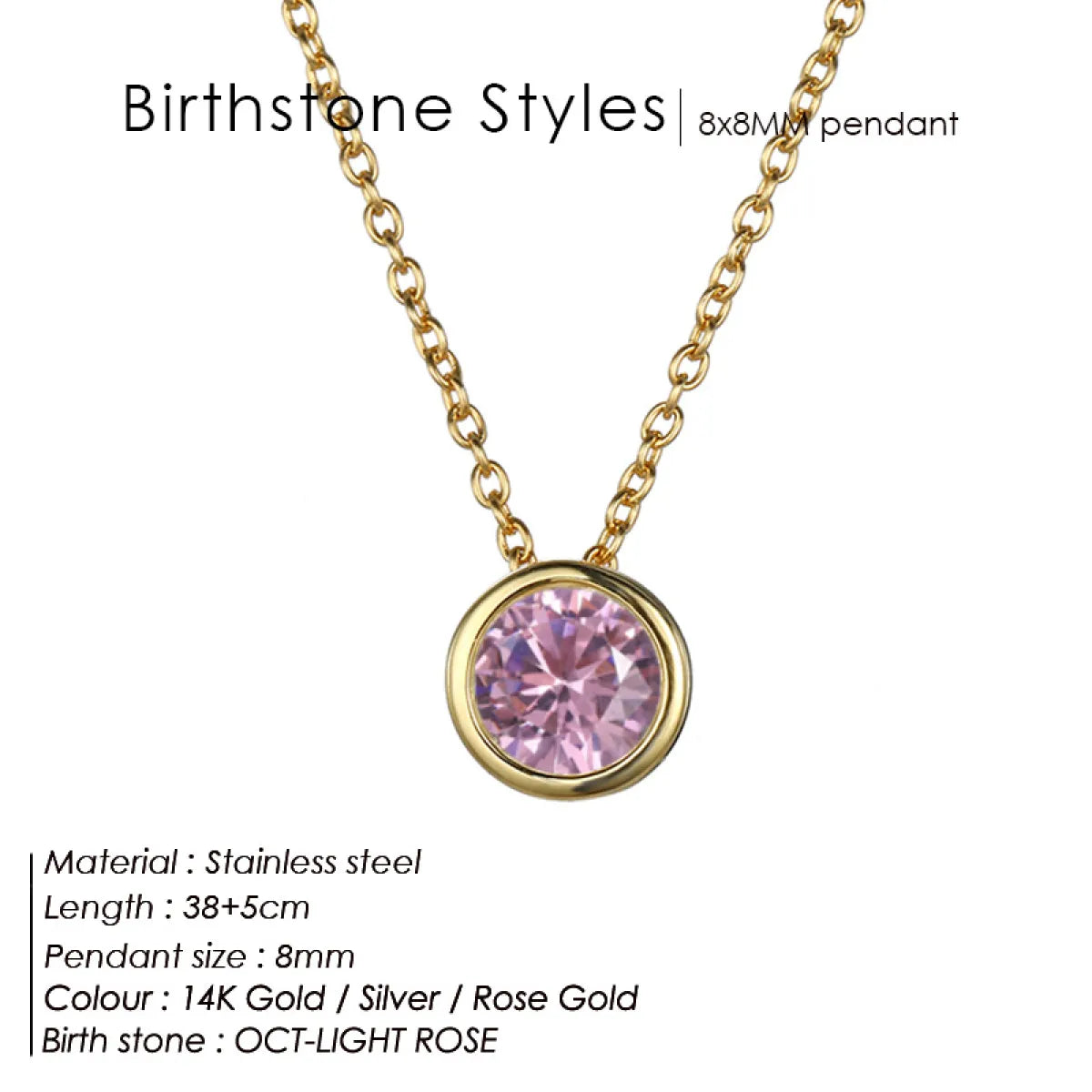 Chic Birthstone Steel Necklace