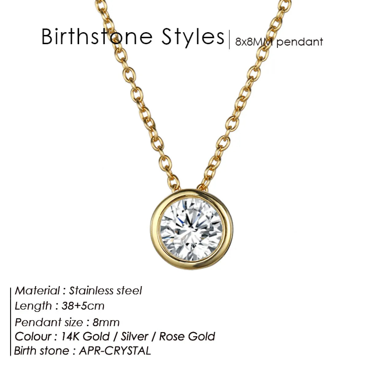 Chic Birthstone Steel Necklace