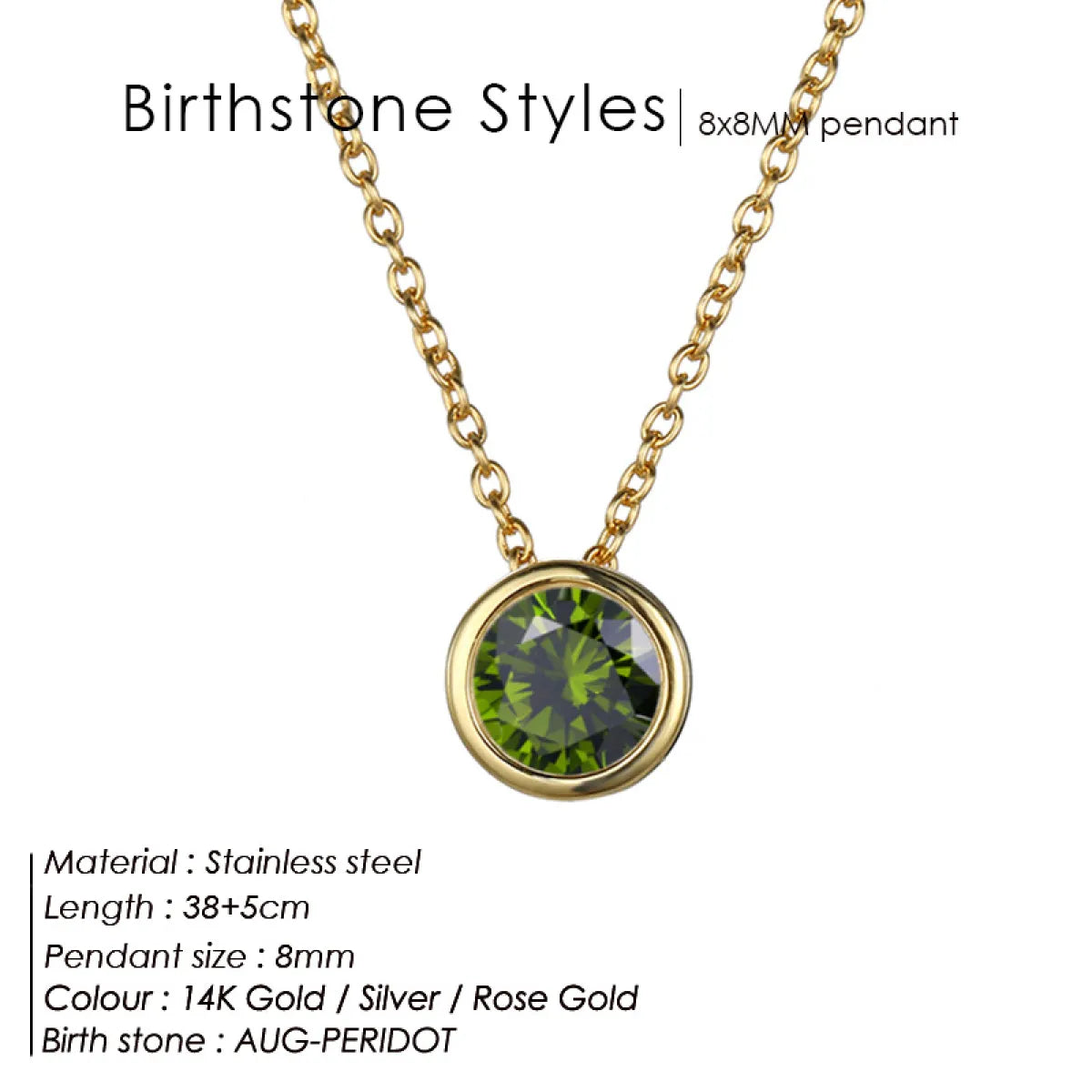 Chic Birthstone Steel Necklace