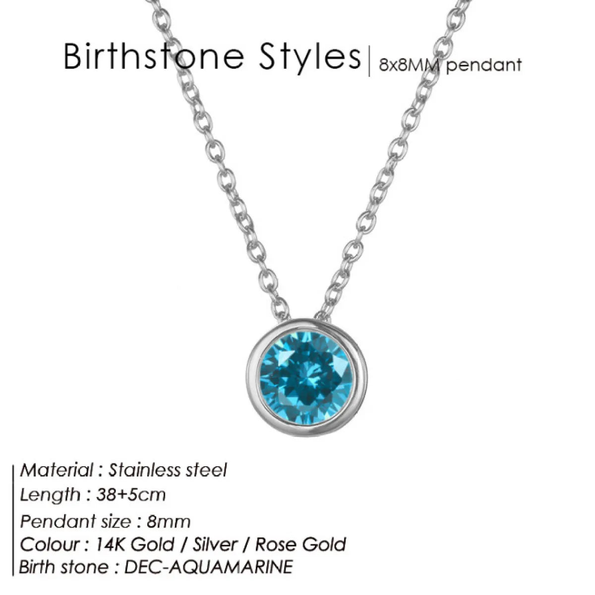Chic Birthstone Steel Necklace