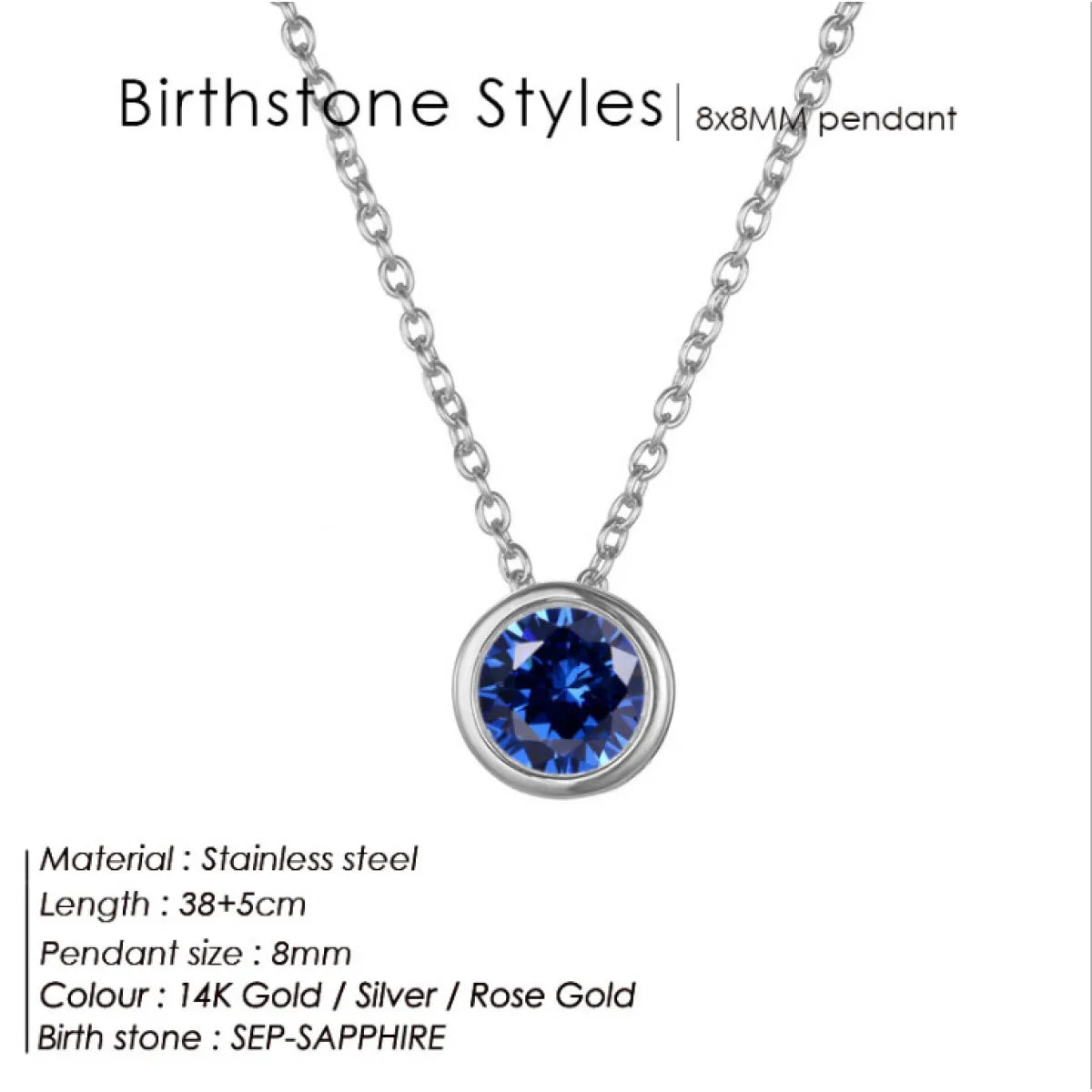Chic Birthstone Steel Necklace