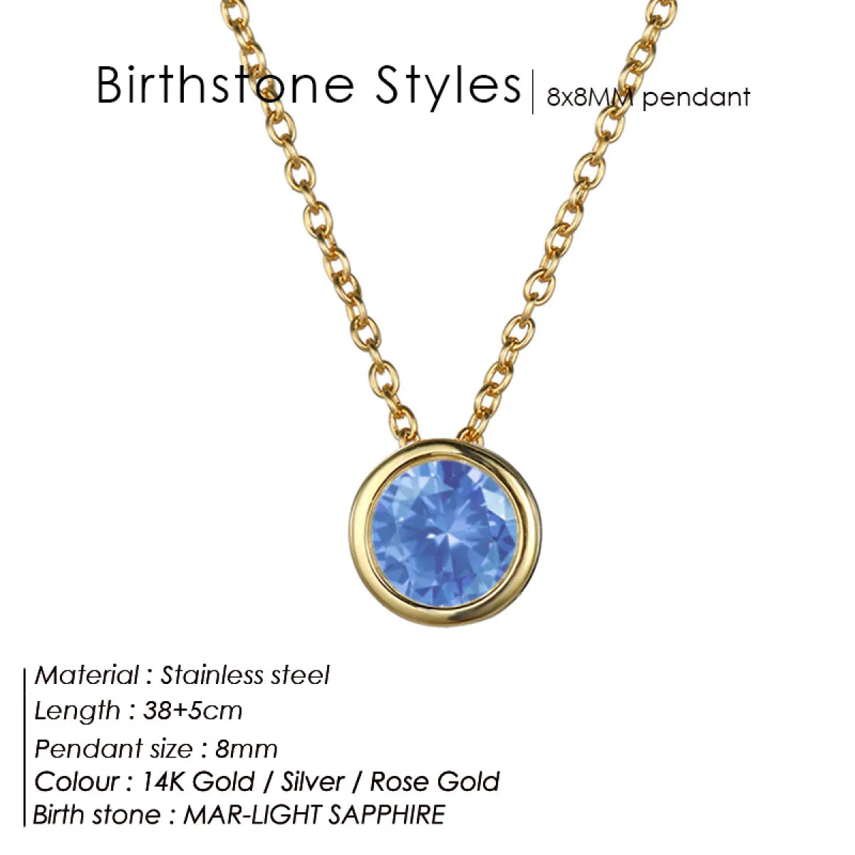 Chic Birthstone Steel Necklace