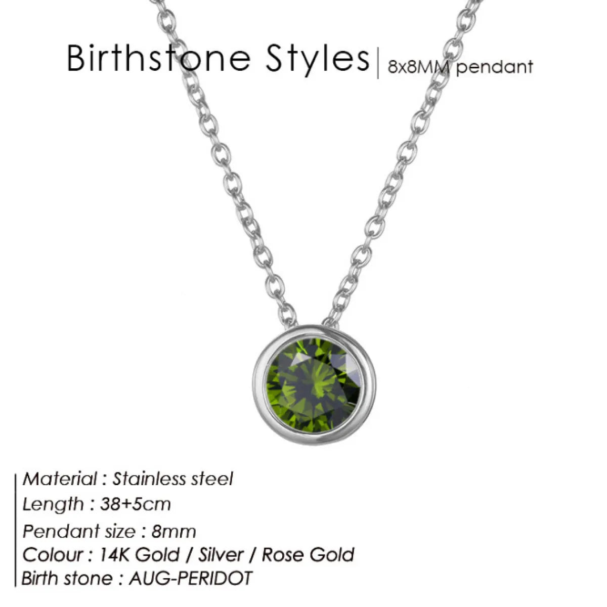 Chic Birthstone Steel Necklace