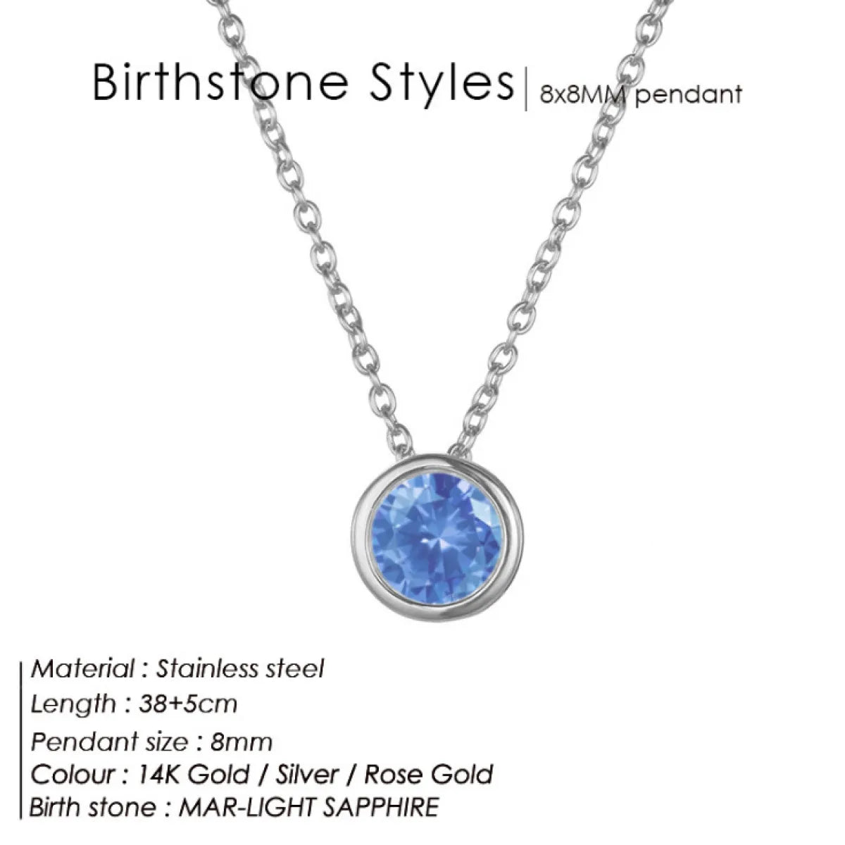 Chic Birthstone Steel Necklace
