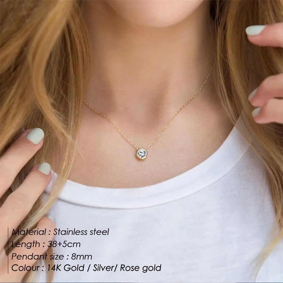 Chic Birthstone Steel Necklace
